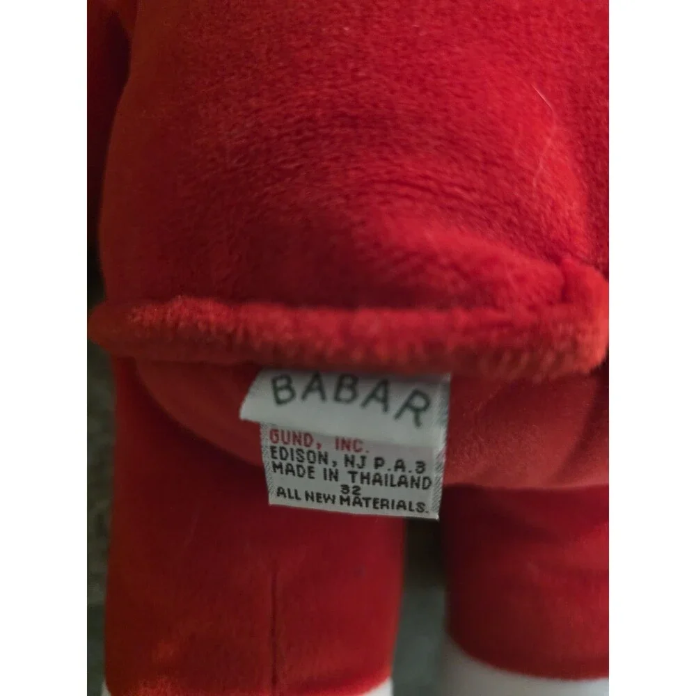 Gund Babar Elephant King Plush Stuffed Toy Red Suit Velour Vintage 14 Inch 1988